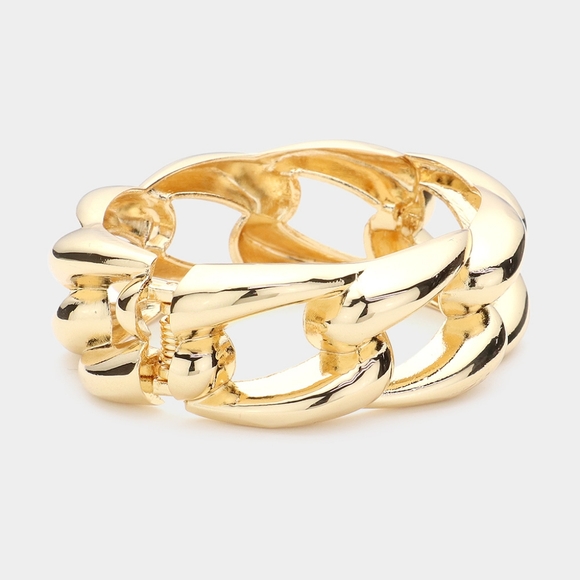 Gold Metal Chunky Chain Link Bracelet Bangle Thick Bold Statement Jewelry - Picture 2 of 2